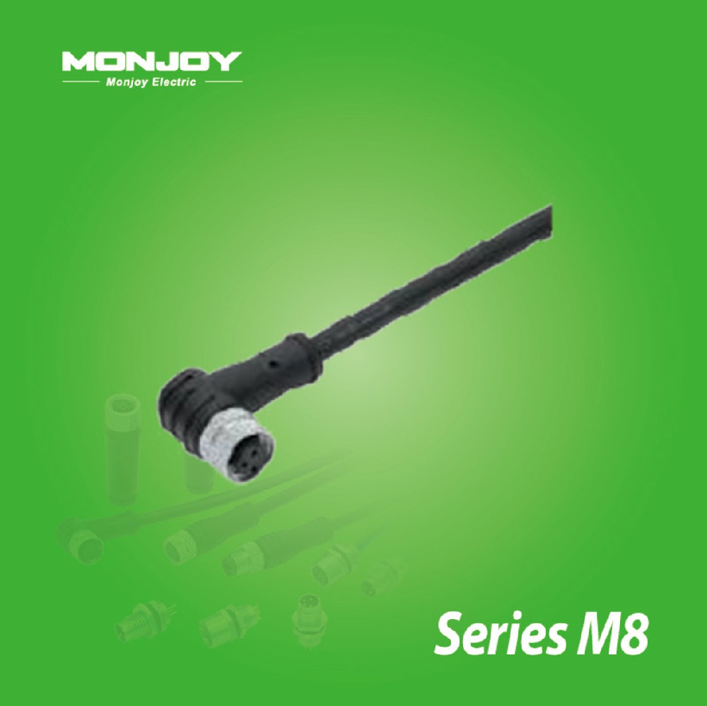 M8*1.0，弯式，孔，屏蔽，浇铸电缆连接器
