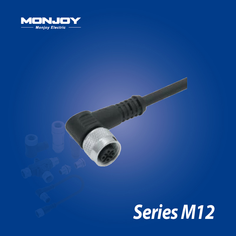 M12*1.0，D标准，弯式，母， 浇铸电缆连接器