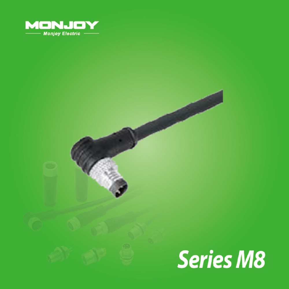 M8*1.0，弯式，针，屏蔽，浇铸电缆连接器