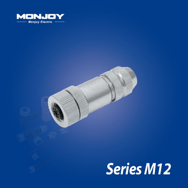 M12*1.0，D标准，直式，孔， 螺钉接线，屏蔽，电缆连接器