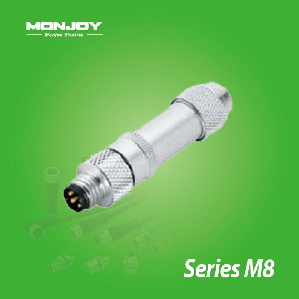 M8*1.0，直式，针，螺钉连接， 屏蔽，电缆连接器