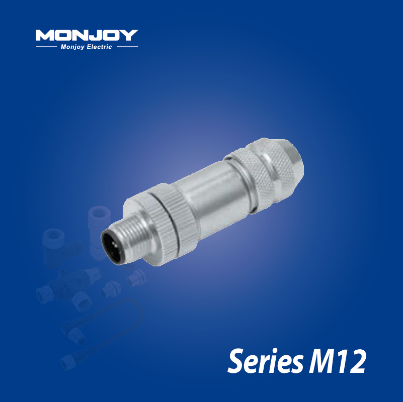 M12*1.0，D标准，直式，针， 螺钉接线，屏蔽，电缆连接器