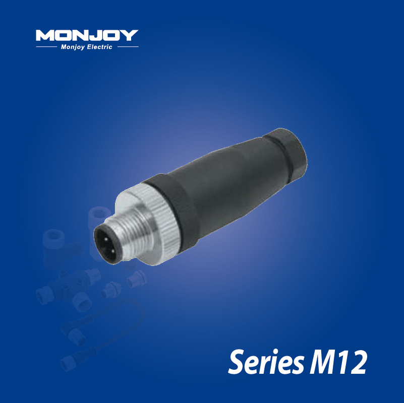 M12*1.0，D标准，直式，针， 螺钉接线，电缆连接器