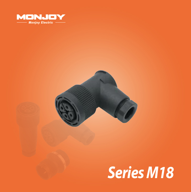 M18*1.0,弯式，孔，螺钉连接, 电缆连接器