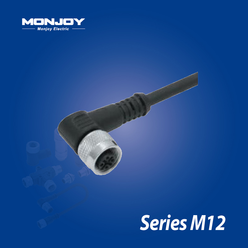 M12*1.0，B标准，弯式，母， 浇铸电缆连接器