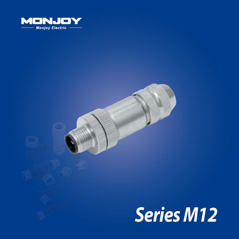 M12*1.0，B标准，直式，针， 螺钉接线，屏蔽，电缆连接器