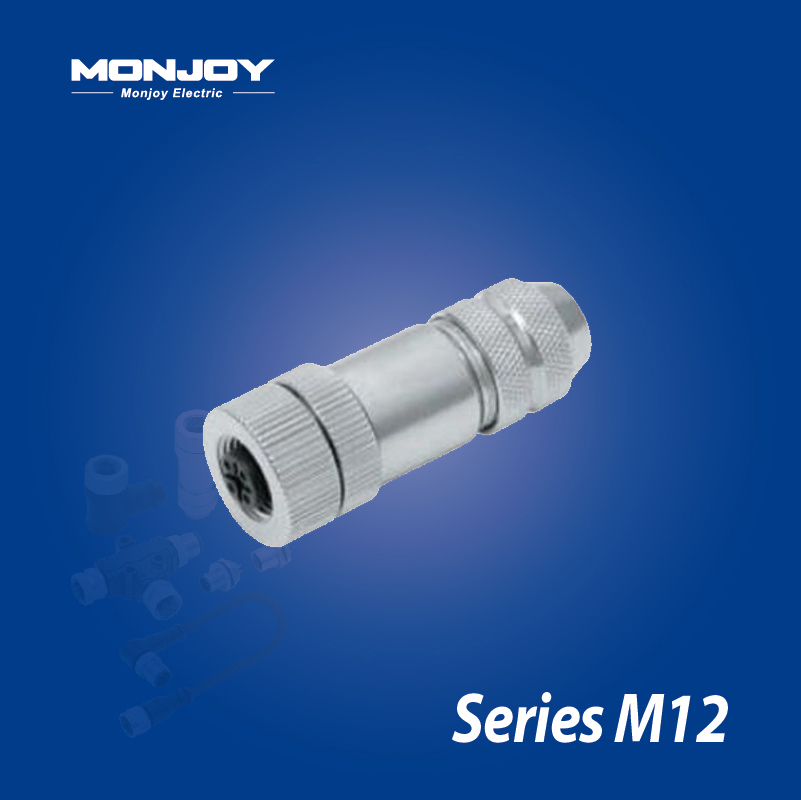 M12*1.0，B标准，直式，孔， 螺钉接线，屏蔽，电缆连接器