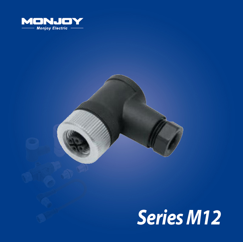 M12*1.0，B标准，弯式，孔， 螺钉接线，电缆连接器
