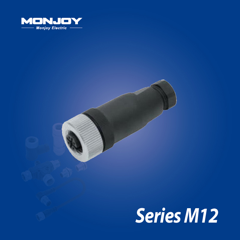 M12*1.0，B标准，直式，孔， 螺钉接线，电缆连接器