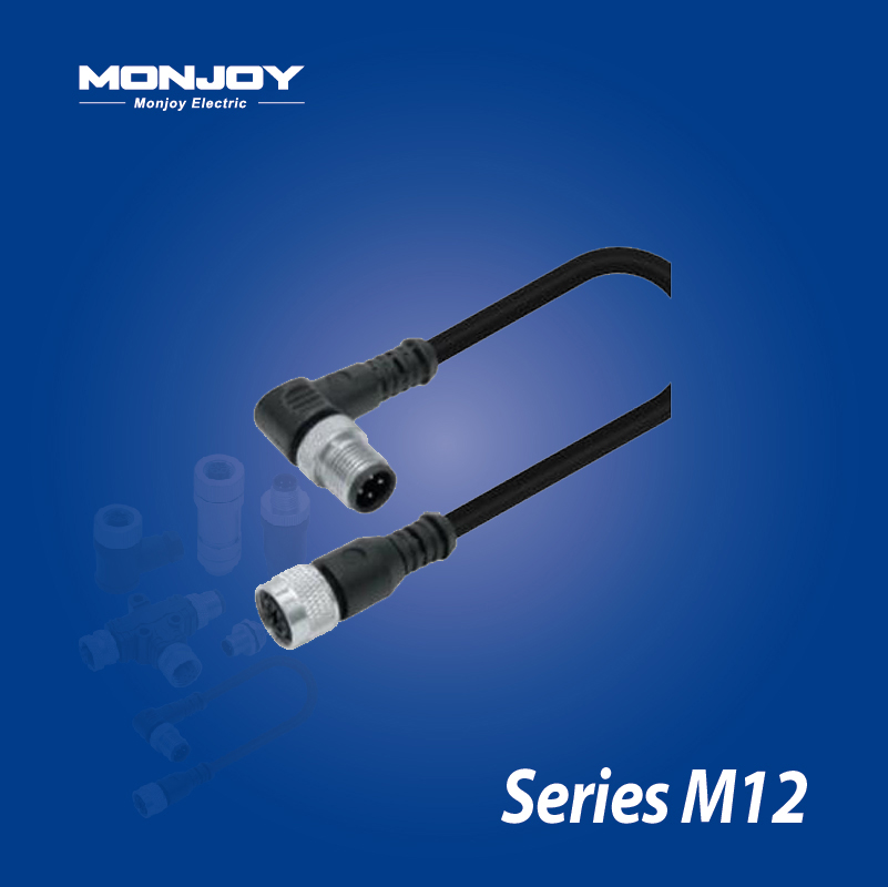 M12*1.0，A标准，弯式，针- M12*1.0，A标准，直式，孔 浇铸电缆连接器