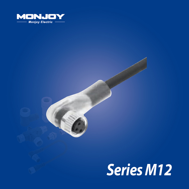 M12*1.0，A标准，弯式，孔， 浇铸电缆连接器 LED（PNP)