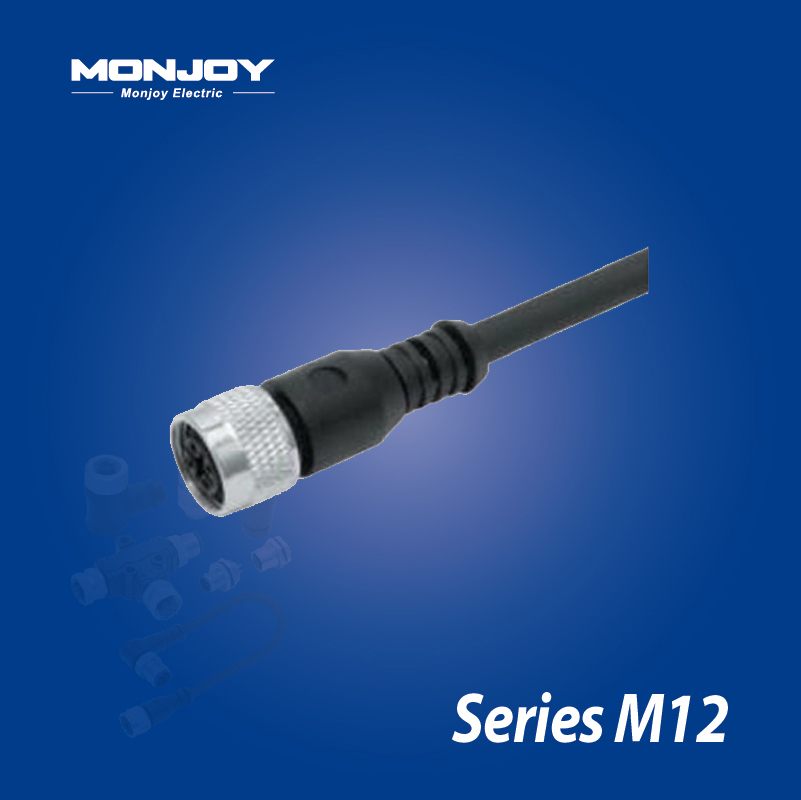 M12*1.0，A标准，直式，孔， 屏蔽，浇铸电缆连接器