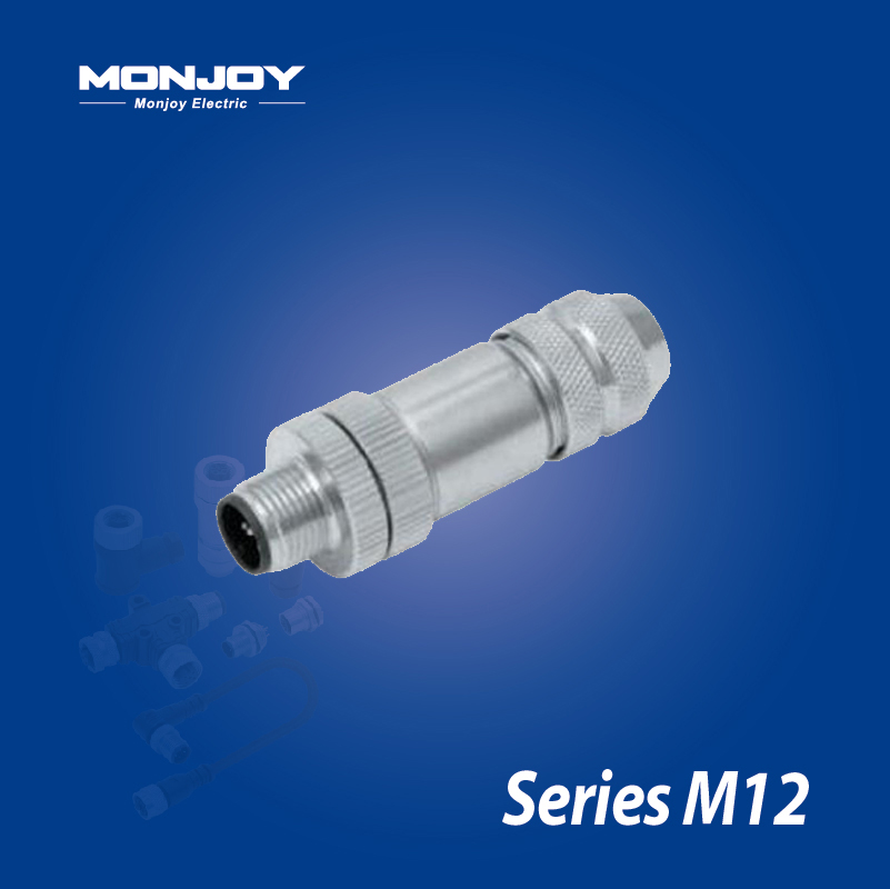 M12*1.0，A标准，直式，针， 螺钉接线，屏蔽，电缆连接器