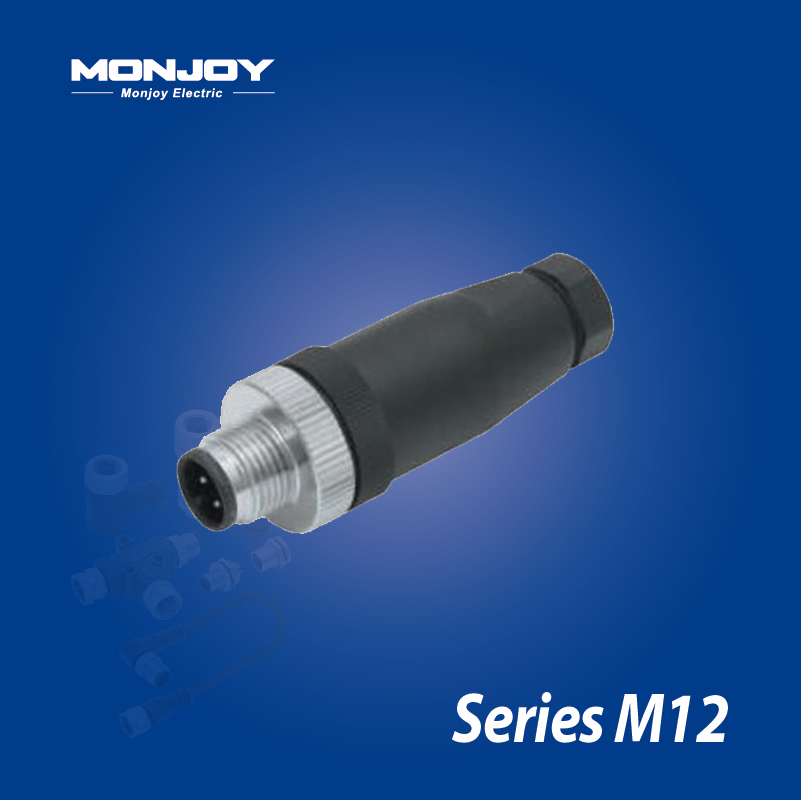 M12*1.0，A标准，直式，针， 螺钉接线，电缆连接器